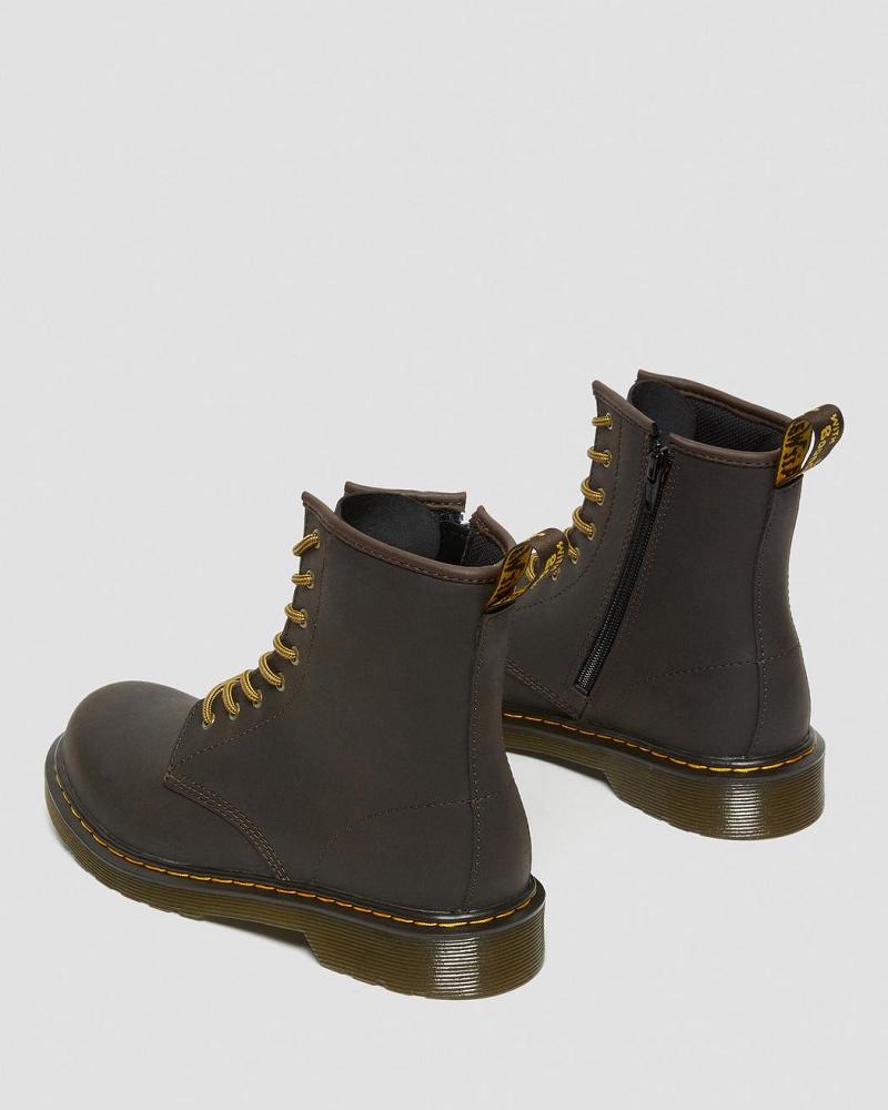 Dark / Brown Kids' Dr Martens Youth 1460 Wildhorse Leather Lace Up Boots | CA 716NWY